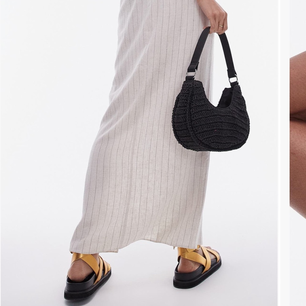 Topshop linen color w black stripe Maxi Skirt